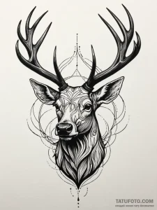 Abyssal stag with hollow core, tattoo line ar... - эскиз тату (№1752281970_0, 12.07.2025 00:59) — Tatufoto.com