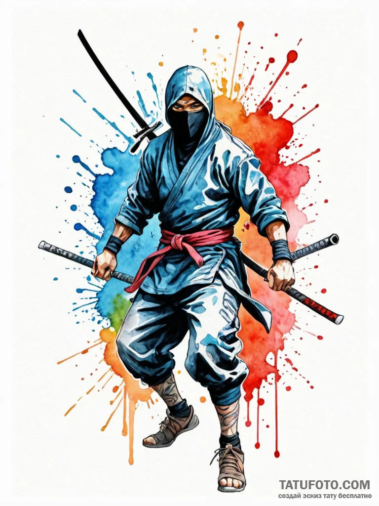 Ninja, artistic tattoo sketch, masterpiece, b… — эскиз тату (№1752282219_0, 12.07.2025 01:03) — Tatufoto.com