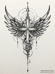 Ice wings catching starlight, tattoo drawing... - эскиз тату (№1752282389_0, 12.07.2025 01:06) — Tatufoto.com