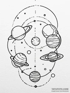 Planets, tattoo drawing outline, dotwork shad... - эскиз тату (№1752282555_0, 12.07.2025 01:09) — Tatufoto.com