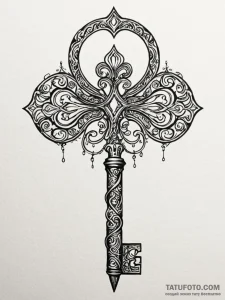 Filigree key made from recycled, compressed m... - эскиз тату (№1752282639_0, 12.07.2025 01:10) — Tatufoto.com
