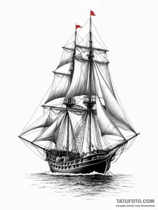 Xebec, a classic mediterranean sailing ship,... - эскиз тату (№1752282806_0, 12.07.2025 01:13) — Tatufoto.com