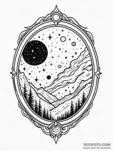A window looking out onto a galaxy, tattoo fl... - эскиз тату (№1752282889_0, 12.07.2025 01:14) — Tatufoto.com