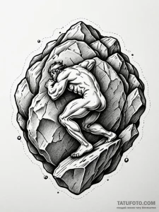 Sisyphus pushing the boulder, tattoo line art... - эскиз тату (№1752283137_0, 12.07.2025 01:18) — Tatufoto.com