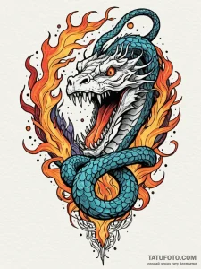 Hallowed serpent devouring celestial flame, i... - эскиз тату (№1752283305_0, 12.07.2025 01:21) — Tatufoto.com