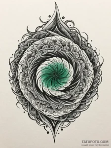 Emerald flame coiling around blade, artistic... - эскиз тату (№1752283471_0, 12.07.2025 01:24) — Tatufoto.com