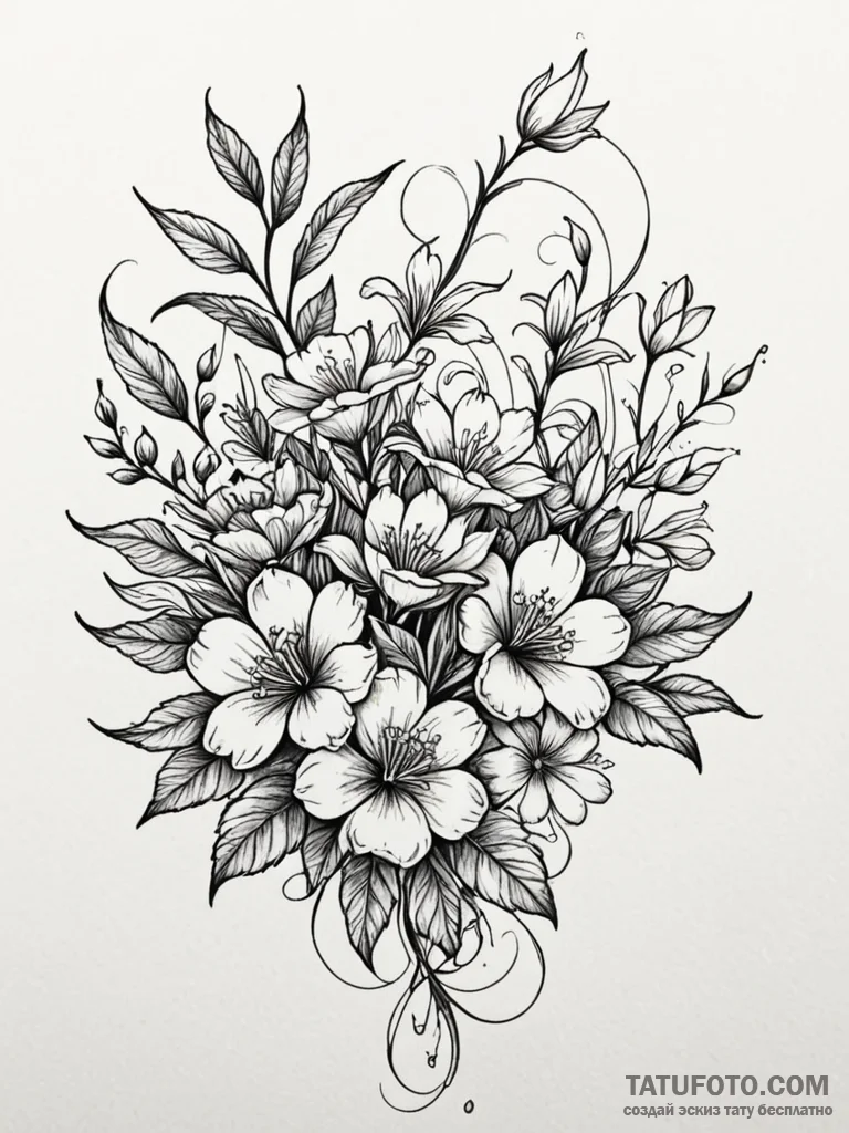 Ikebana (japanese floral arrangement) with su… — эскиз тату (№1752284900_0, 12.07.2025 01:48) — Tatufoto.com