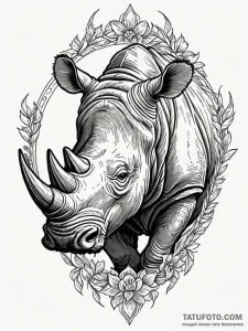 Rhino, symbolizing steadfastness and resilien... - эскиз тату (№1752285653_0, 12.07.2025 02:00) — Tatufoto.com