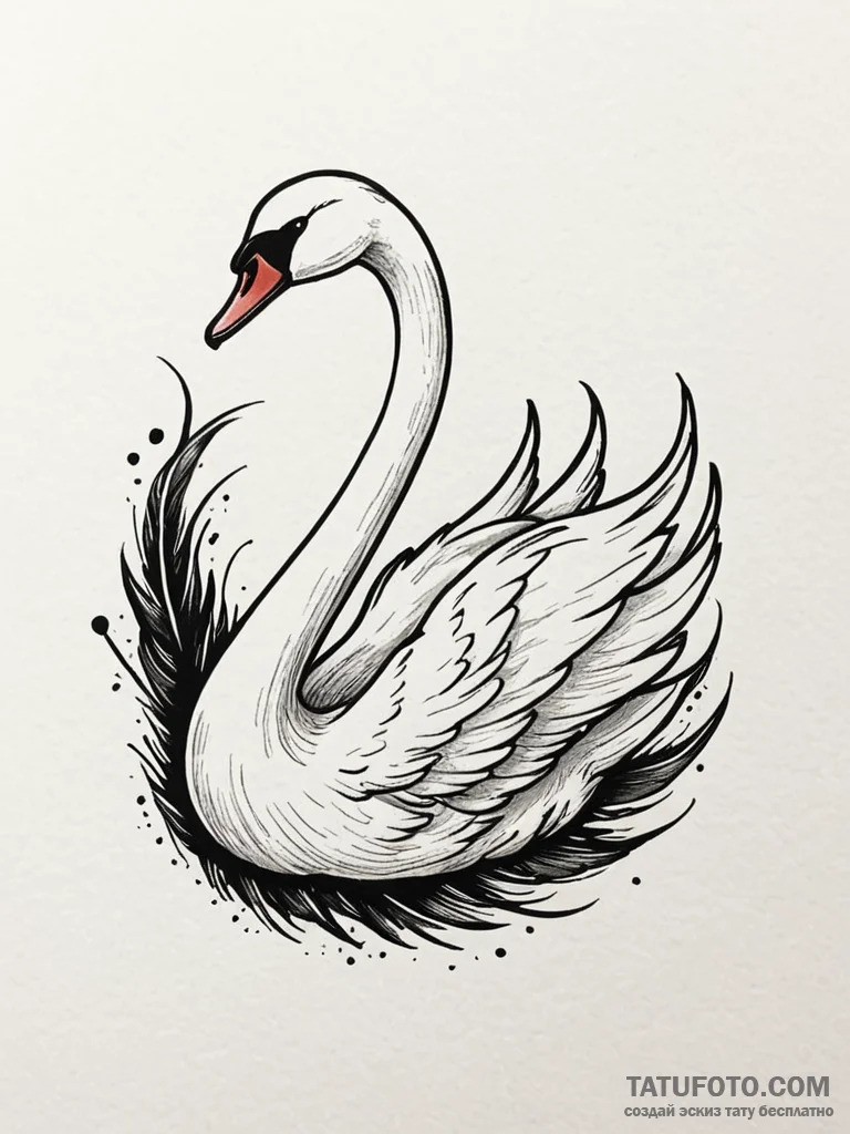 Quill pen made from a single, white swan feat… — эскиз тату (№1752285737_0, 12.07.2025 02:02) — Tatufoto.com
