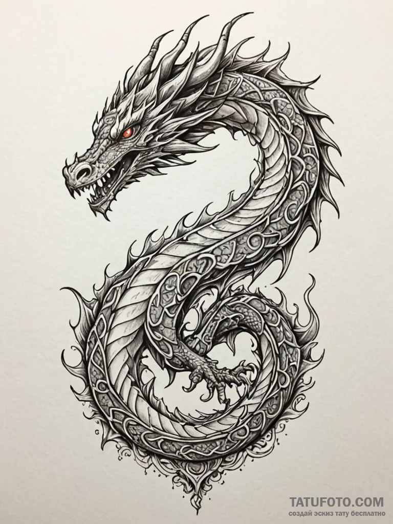 Ashen dragon with molten scales, artistic tat... - эскиз тату (№1752286320_0, 12.07.2025 02:12) — Tatufoto.com