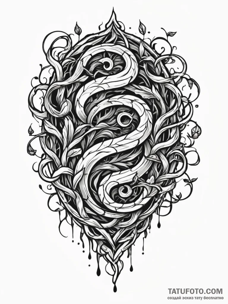 Trapdoor bound with spectral vines, tattoo sk... - эскиз тату (№1752286573_0, 12.07.2025 02:16) — Tatufoto.com