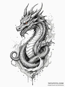 Dragon form breaking through mist, ink illust... - эскиз тату (№1752288161_0, 12.07.2025 02:42) — Tatufoto.com