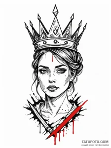 Knife resting on shattered crown, ink illustr... - эскиз тату (№1752288244_0, 12.07.2025 02:44) — Tatufoto.com