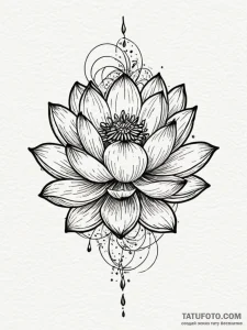 Storm lotus blooming through frost, concept a... - эскиз тату (№1752288833_0, 12.07.2025 02:53) — Tatufoto.com