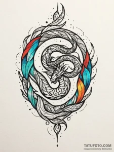 Glacial serpent through celestial rift, tatto... - эскиз тату (№1752289001_0, 12.07.2025 02:56) — Tatufoto.com