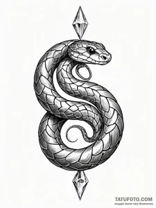 A snake coiled around a crystal - эскиз тату (№1752289085_0, 12.07.2025 02:58) — Tatufoto.com