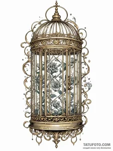 Gilded cage with its door wide open, tattoo d... - эскиз тату (№1752289586_0, 12.07.2025 03:06) — Tatufoto.com