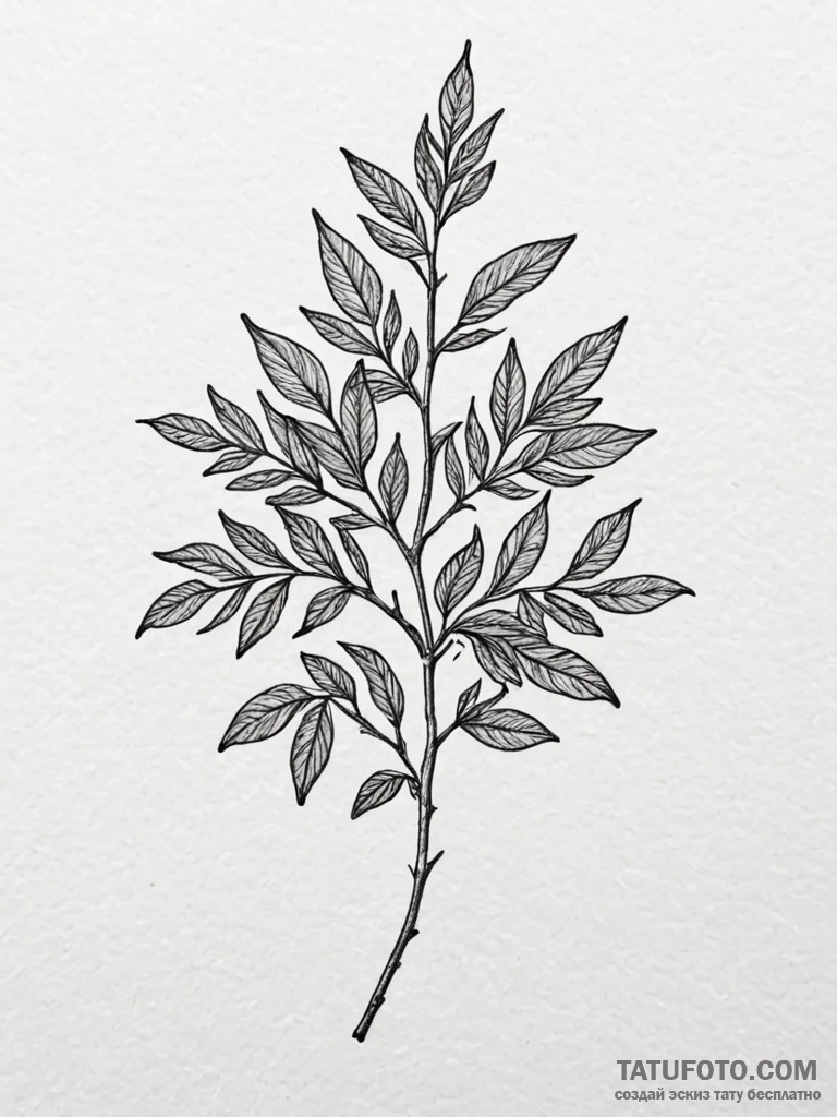 Rowan, tattoo line art, on a clean white pape... - эскиз тату (№1752290171_0, 12.07.2025 03:16) — Tatufoto.com
