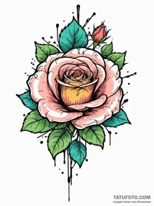 Animated rose shattering crystal, ink illustr... - эскиз тату (№1752290673_0, 12.07.2025 03:24) — Tatufoto.com