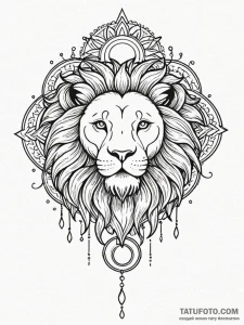 Lion paw beneath spectral sun, tattoo drawing... - эскиз тату (№1752290756_0, 12.07.2025 03:25) — Tatufoto.com