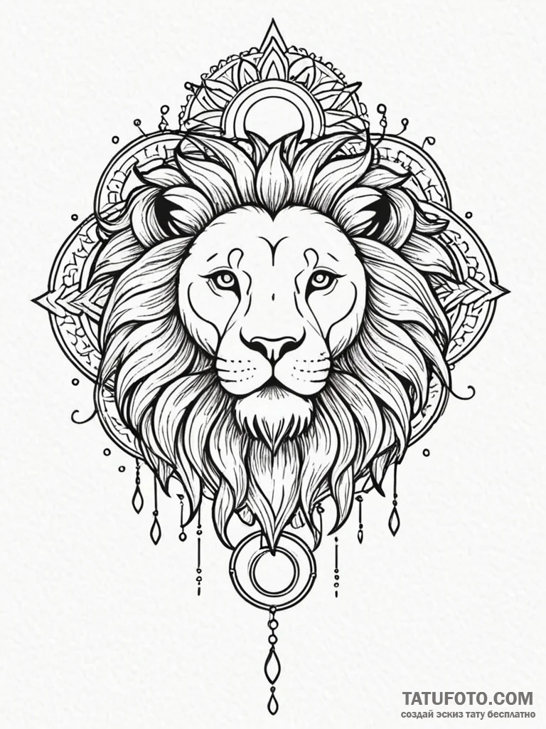 Lion paw beneath spectral sun, tattoo drawing... - эскиз тату (№1752290756_0, 12.07.2025 03:25) — Tatufoto.com