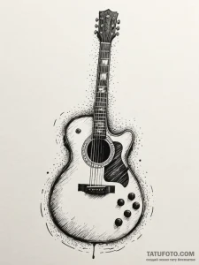 Guitar, concept art for tattoo, stylized inte... - эскиз тату (№1752291004_0, 12.07.2025 03:30) — Tatufoto.com