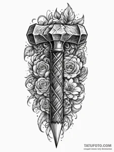 Stonemason's chisel and hammer, concept art f... - эскиз тату (№1752291338_0, 12.07.2025 03:35) — Tatufoto.com