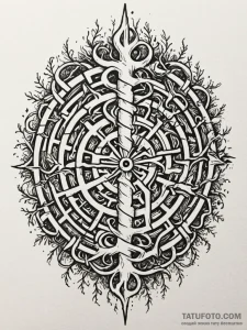 Labyrinth spiral beneath bone roots, concept... - эскиз тату (№1752291505_0, 12.07.2025 03:38) — Tatufoto.com