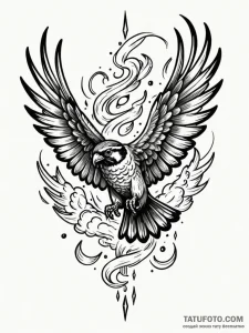Nightjar wings spread beneath storm, artistic... - эскиз тату (№1752291928_0, 12.07.2025 03:45) — Tatufoto.com