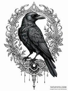 Abyssal crow with empty sockets, artistic tat... - эскиз тату (№1752292432_0, 12.07.2025 03:53) — Tatufoto.com