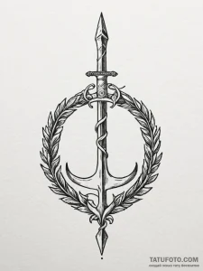 Trident piercing ancient seal, tattoo flash s... - эскиз тату (№1752292683_0, 12.07.2025 03:58) — Tatufoto.com