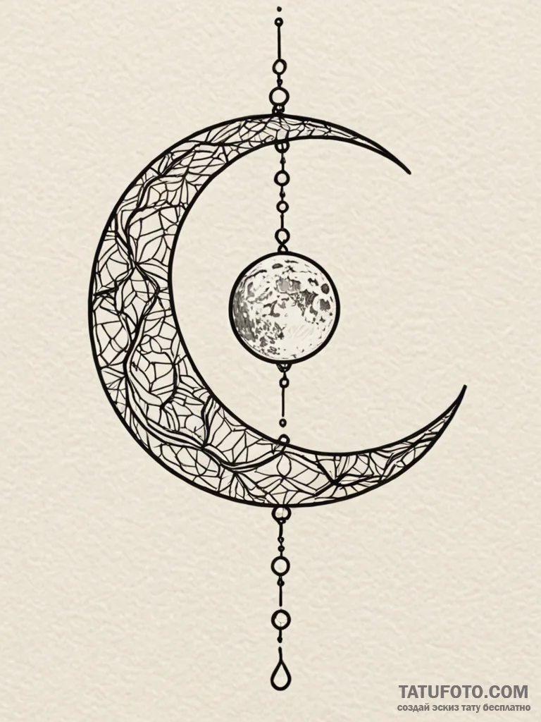 Black web ensnaring moon, ink illustration fo… — эскиз тату (№1752292933_0, 12.07.2025 04:02) — Tatufoto.com