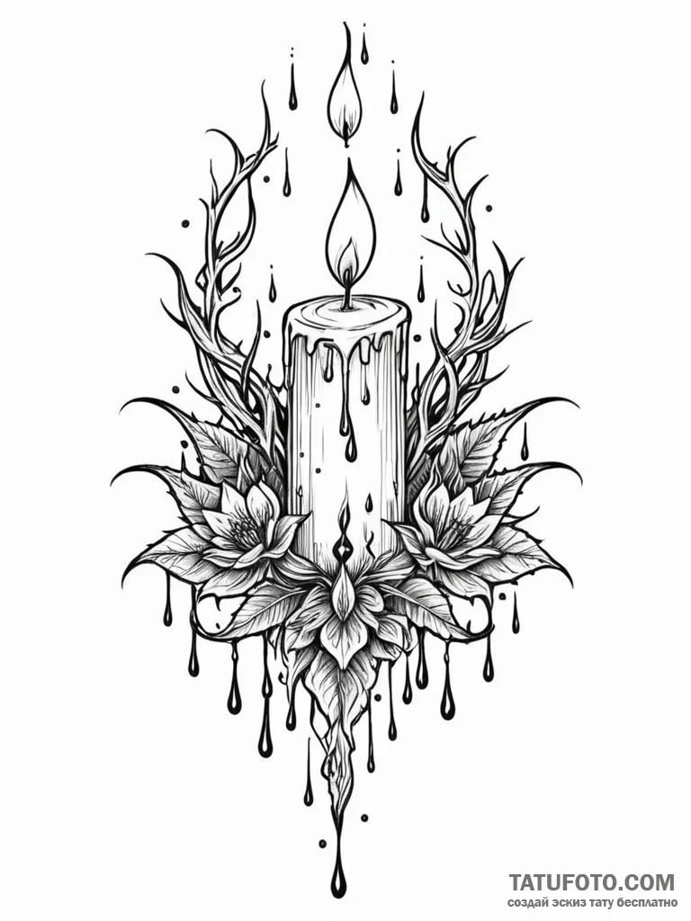 Dripping candle crowned with thorns, tattoo s… — эскиз тату (№1752293018_0, 12.07.2025 04:03) — Tatufoto.com