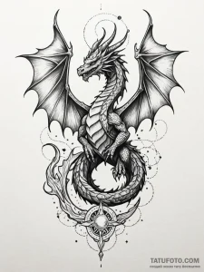 Astral dragon with nebula wings, ink illustra... - эскиз тату (№1752293101_0, 12.07.2025 04:05) — Tatufoto.com