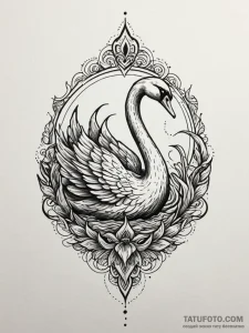 Swan, concept art for tattoo, on a clean whit... - эскиз тату (№1752293270_0, 12.07.2025 04:07) — Tatufoto.com