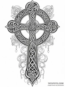 Celtic cross, tattoo drawing outline, on a cl... - эскиз тату (№1752293354_0, 12.07.2025 04:09) — Tatufoto.com