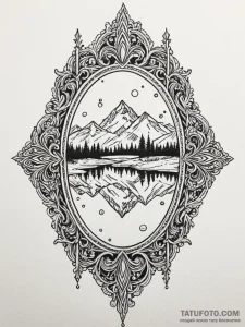 Mirror relic trapped in frost, tattoo drawing... - эскиз тату (№1752293438_0, 12.07.2025 04:10) — Tatufoto.com