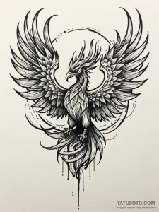 Ashen phoenix failing to rise, tattoo flash s... - эскиз тату (№1752294775_0, 12.07.2025 04:32) — Tatufoto.com