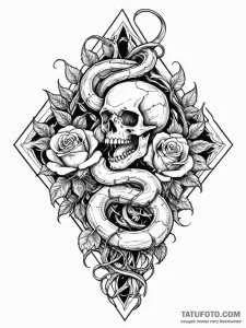 Hidden serpent devouring celestial flame, tat... - эскиз тату (№1752294859_0, 12.07.2025 04:34) — Tatufoto.com