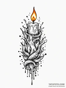 Arcane candle melting upwards, tattoo sketch... - эскиз тату (№1752295027_0, 12.07.2025 04:37) — Tatufoto.com