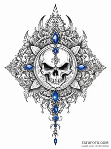 Sapphire staff crowned with bone, artistic ta... - эскиз тату (№1752295193_0, 12.07.2025 04:39) — Tatufoto.com
