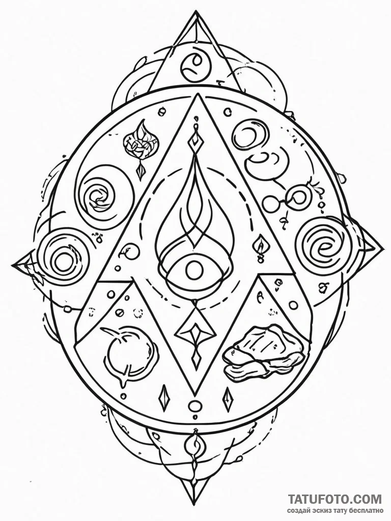 The alchemical symbols for the four elements - эскиз тату (№1752295359_0, 12.07.2025 04:42) — Tatufoto.com