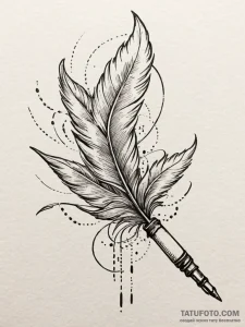 Quill pen writing in air, tattoo flash sheet... - эскиз тату (№1752295526_0, 12.07.2025 04:45) — Tatufoto.com