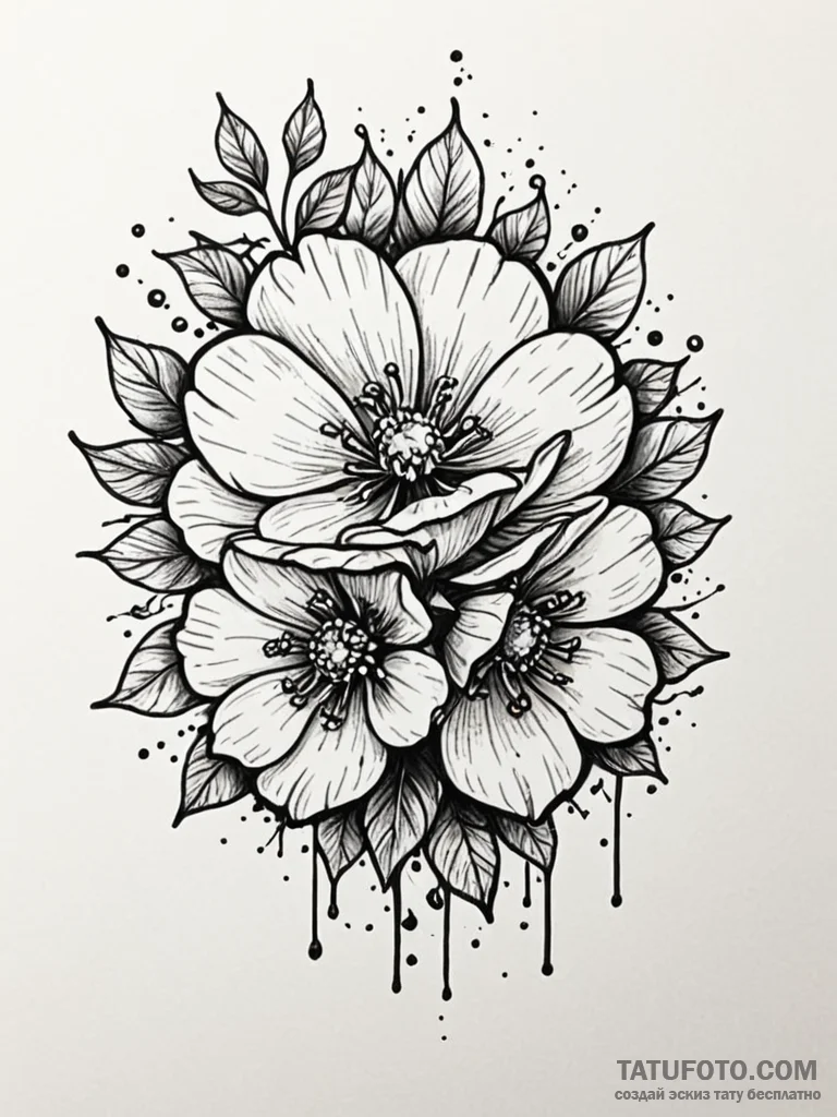 Fallen bloom frozen in time, artistic tattoo… — эскиз тату (№1752295692_0, 12.07.2025 04:48) — Tatufoto.com