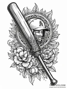A detailed baseball bat and glove, sports,, c... - эскиз тату (№1752296112_0, 12.07.2025 04:55) — Tatufoto.com