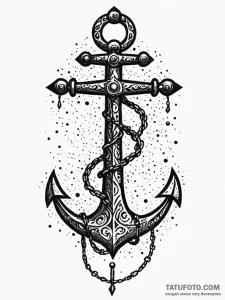 Astral anchor chained to void, tattoo line ar... - эскиз тату (№1752296195_0, 12.07.2025 04:56) — Tatufoto.com