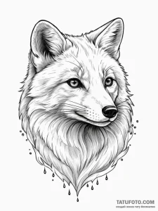 Arctic fox with icy fur, artistic tattoo sket... - эскиз тату (№1752296362_0, 12.07.2025 04:59) — Tatufoto.com