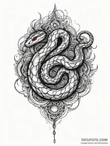 Arcane snake with smoke trail, ink illustrati... - эскиз тату (№1752296864_0, 12.07.2025 05:07) — Tatufoto.com
