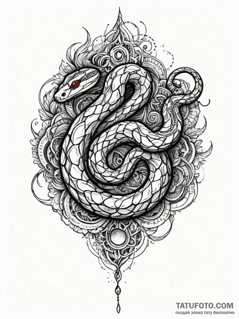 Arcane snake with smoke trail, ink illustrati... - эскиз тату (№1752296864_0, 12.07.2025 05:07) — Tatufoto.com