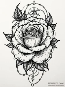 Arcane rose wrapped in spirit chains, ink ill... - эскиз тату (№1752297032_0, 12.07.2025 05:10) — Tatufoto.com